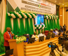 The WHO Country Representative, Dr Mulombo delivered a welcome remark at the Inaugural Commissioner of Health Meeting In Borno state – Ogbiede 