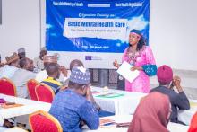 WHO Interim Emergency Manager NEN, Dr Kumshida Balami, gave her remarks during the mental health capacity building. © Kingsley Igwebuike/WHO