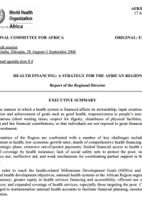 Health Financing: A Strategy for the African Region AFR/RC56/10 