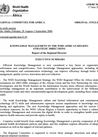 Knowledge Management in the WHO African Region: Strategic Directions 