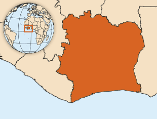 Map of Cote d'Ivoire