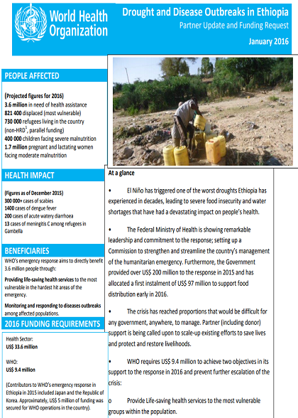 Ethiopia Partner Engagement for El Niño response