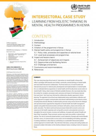 Learning from Holistic thinking in Mental Health Programmes in Kenya
