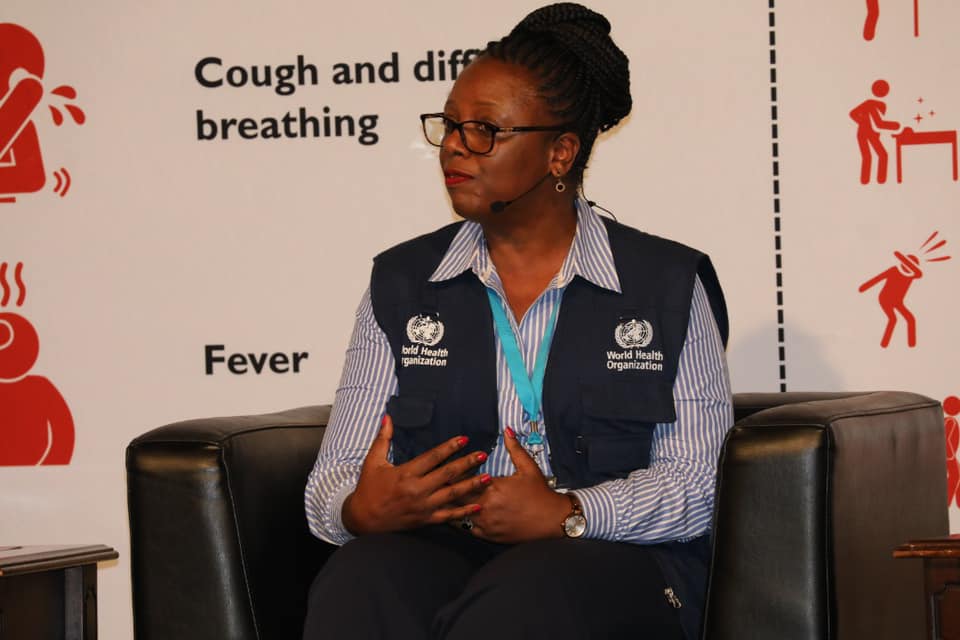 WHO COVID-19 Case Management Focal person at the COVID-19 Communication Centre sharing on patient management.  The one hour session was streamed live on all media houses in Namibia 