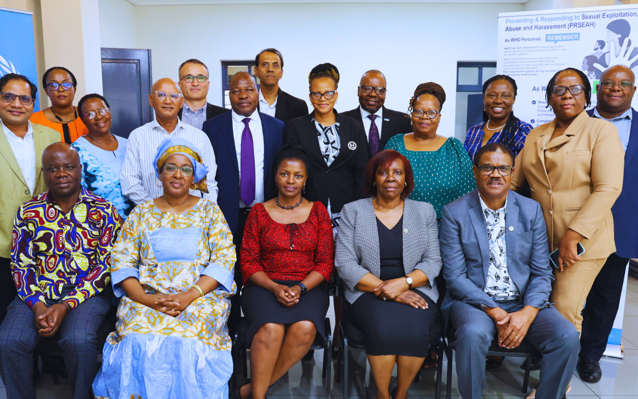 Group photo of WHO representatives, MCAT officers, and programme focal persons from the four countries Botswana, Eswatini, Lesotho and South Africa