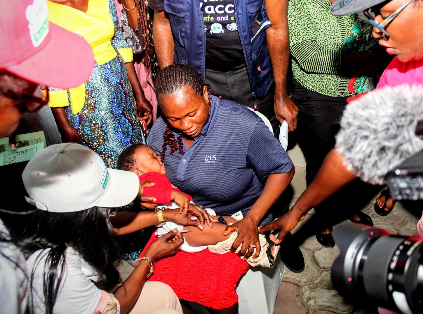 A child being vaccinated in Yenagoa during the Malaria vaccine Roll out