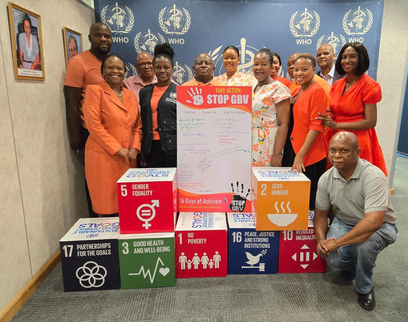 WHO Botswana staff as part of the 16 Days of Activism Campaign 