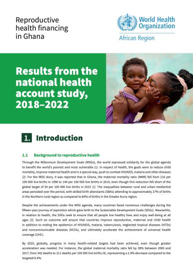 Reproductive health financing in Ghana: results from the national health account study 2018–2022