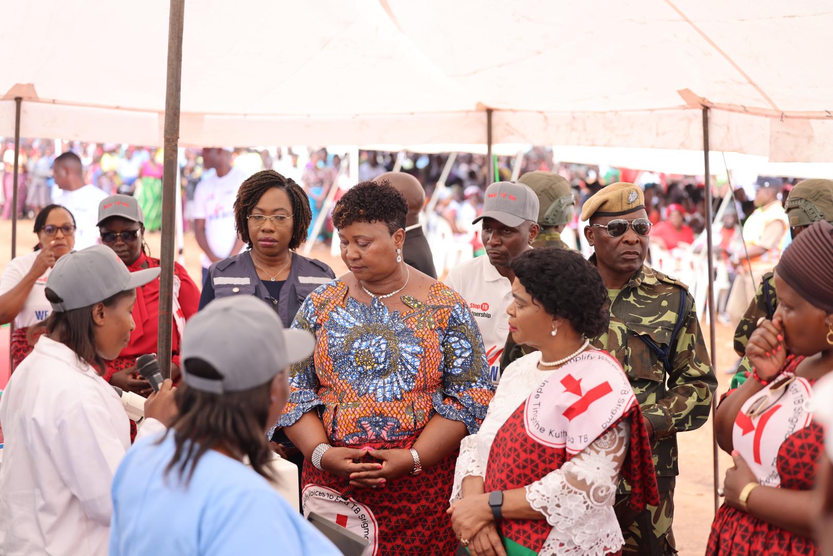 Her Excellency the First Lady of the Republic of Malawi Madam Monica Chakwera visits the exhibition booths at the commemoration  