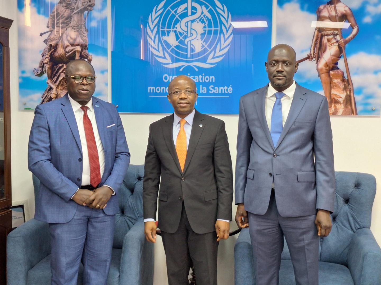 Dr Kouamé Jean Konan, WHO Representative, Mr. Gilles Fagninou, UNICEF Regional Director for West and Central Africa, and Mr. Ousmane Niang, UNICEF Representative in Benin.