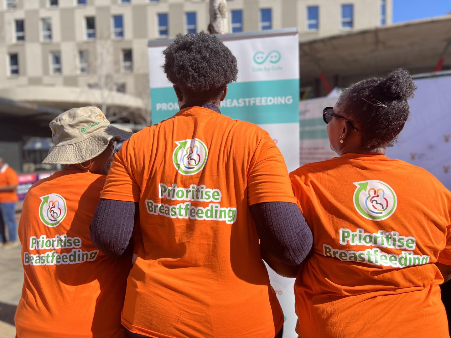 Staff of WHO and National Department of Health during campaign for Breastfeeding.