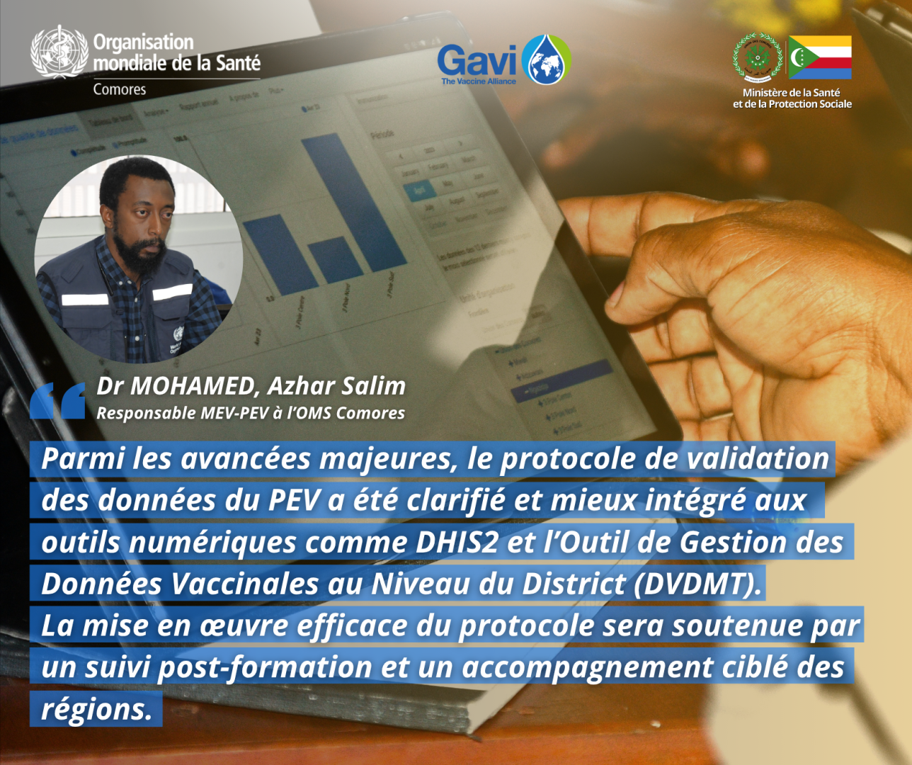 Dr Azhar Salim Mohamed, PF MEV-PEV à l'OMS Comores