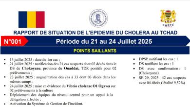 RAPPORT DE SITUATION DE L’EPIDEMIE DU CHOLERA AU TCHAD