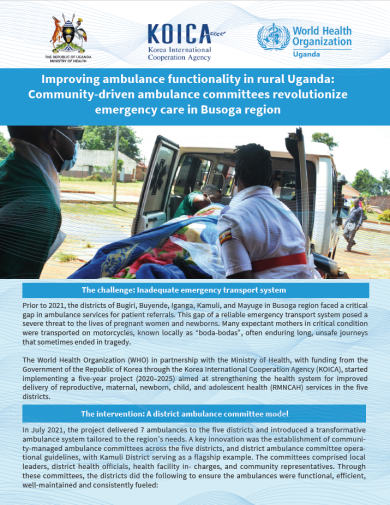 Improving ambulance functionality in rural Uganda: Community-driven ambulance committees revolutionize emergency care in Busoga region