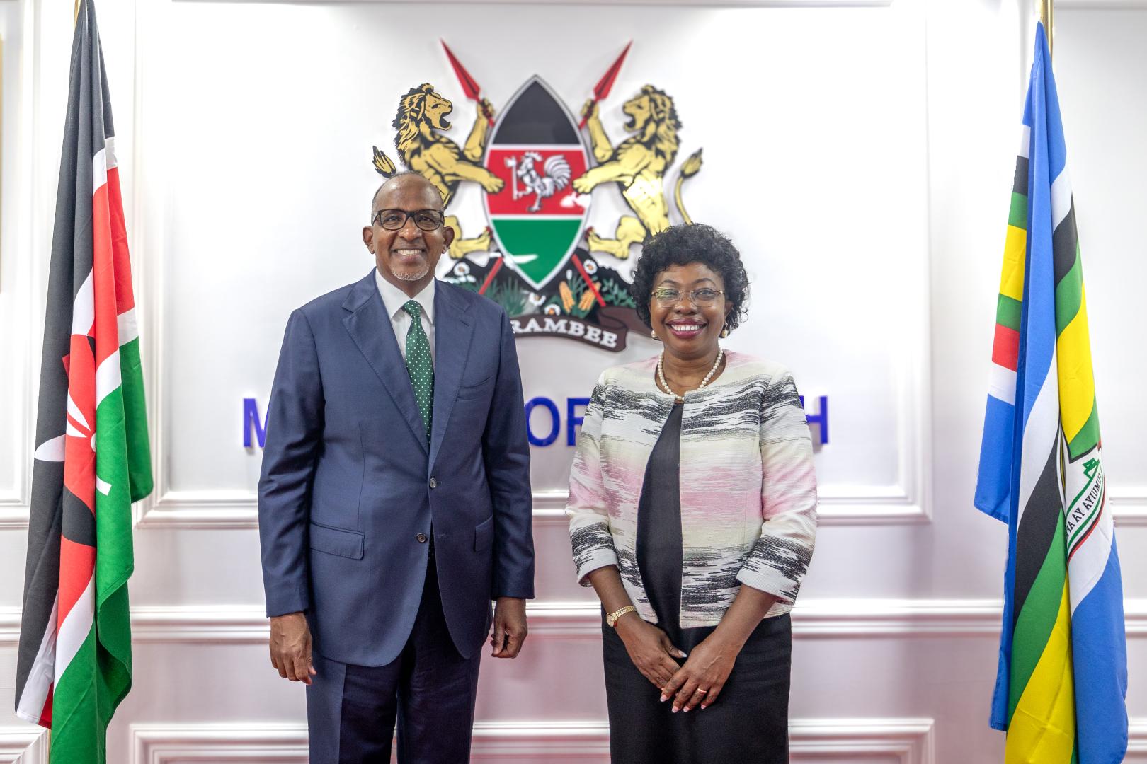 CS Hon. Aden Duale with Dr Neema Rusibamayila Kimambo, WHO Kenya acting Representative