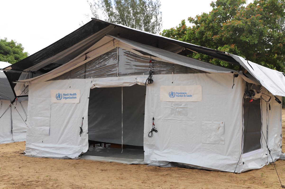 Healthcare tent provided by WHO
