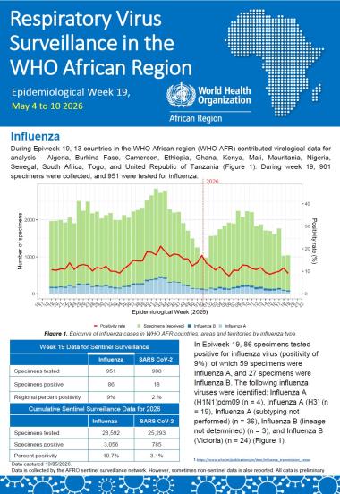 Respiratory virus surveillance in the WHO African Region Epidemiological Week 19, May 4 to 10 2026