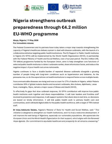 Nigeria strengthens outbreak preparedness through €4.2 million EU WHO programme