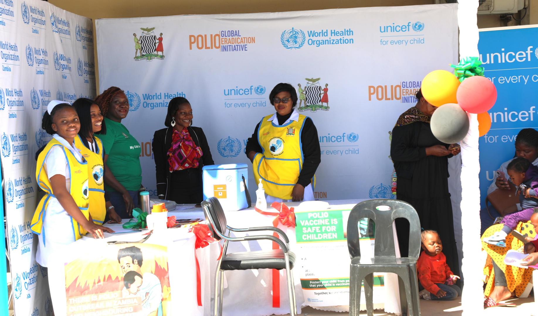 Healthcare workers during the launch of the final round of the polio vaccination