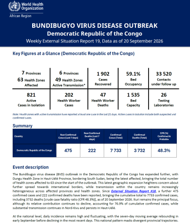 EBOLA BUNDIBUGYO VIRUS DISEASE OUTBREAK Democratic Republic of the Congo | Uganda Weekly External S…