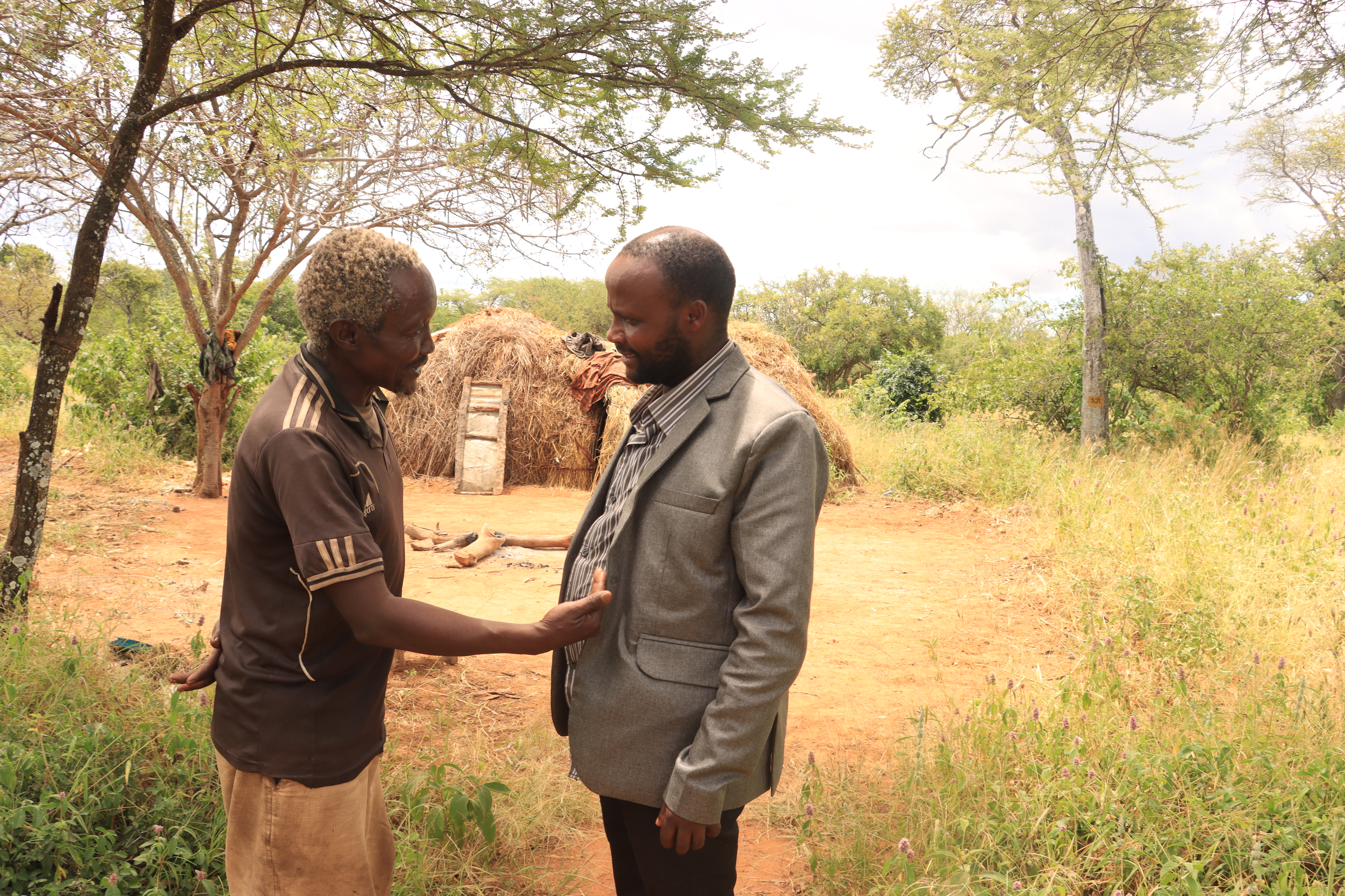 Community nurse interacting with one of the Hadzabes