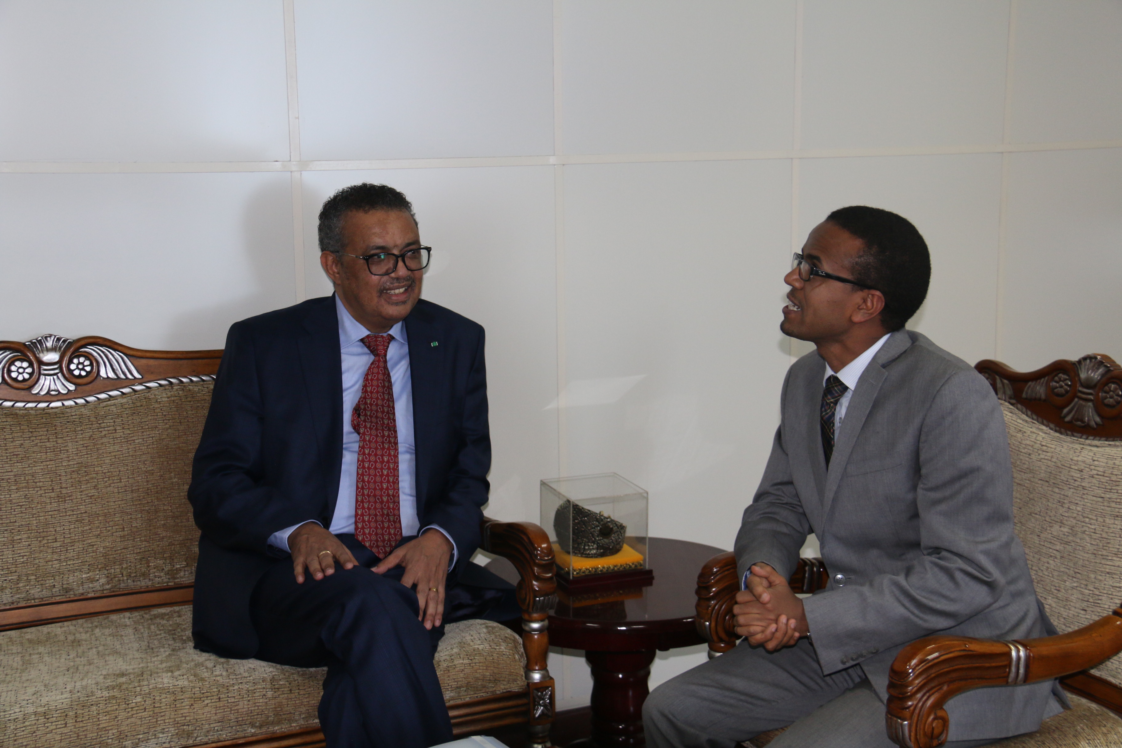Dr Tedros discussing with H.E Dr Amir Aman, Minister, Ministry of Health