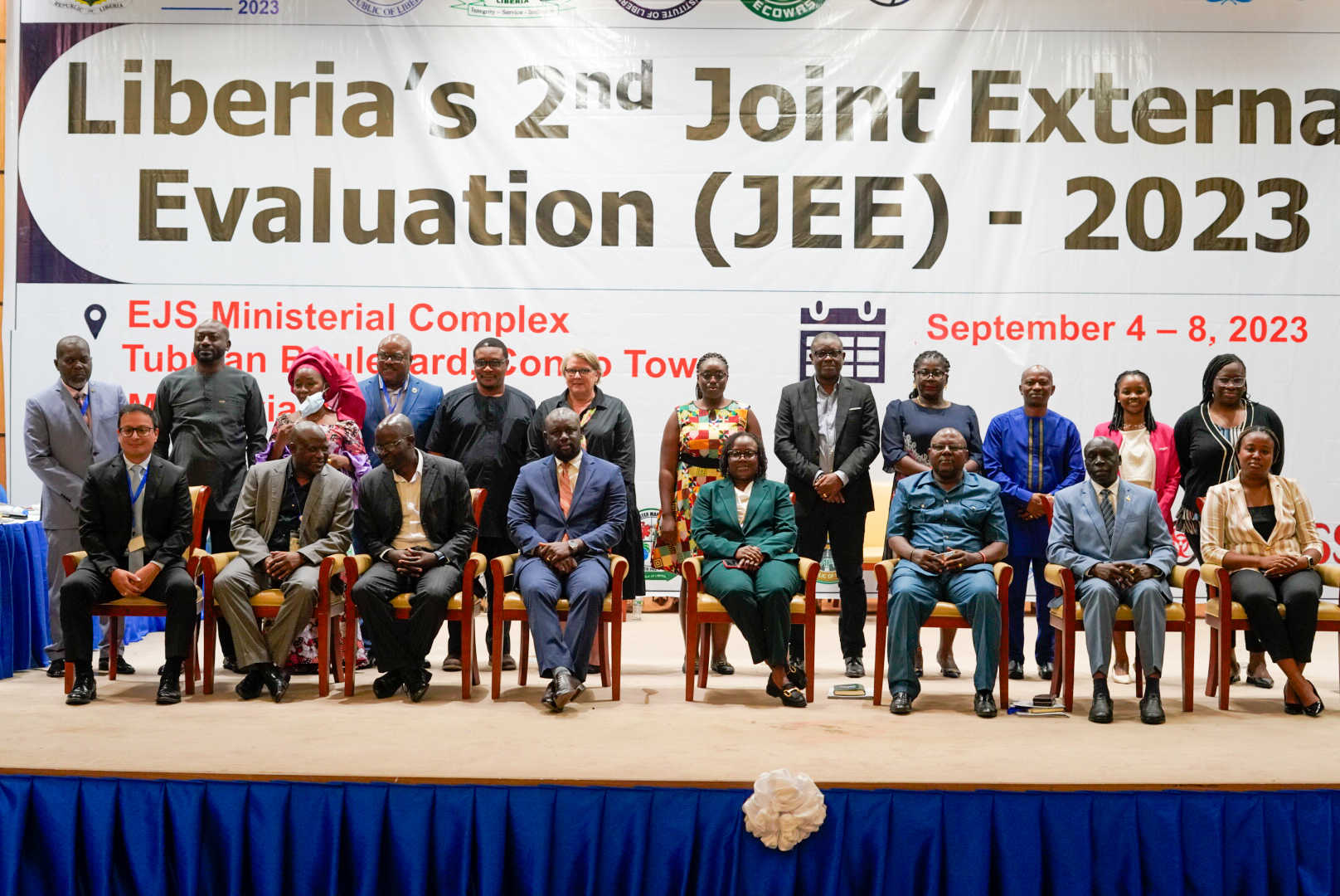Group photo of External Evaluators and National Stakeholders during the opening ceremony of Liberia's 2nd JEE