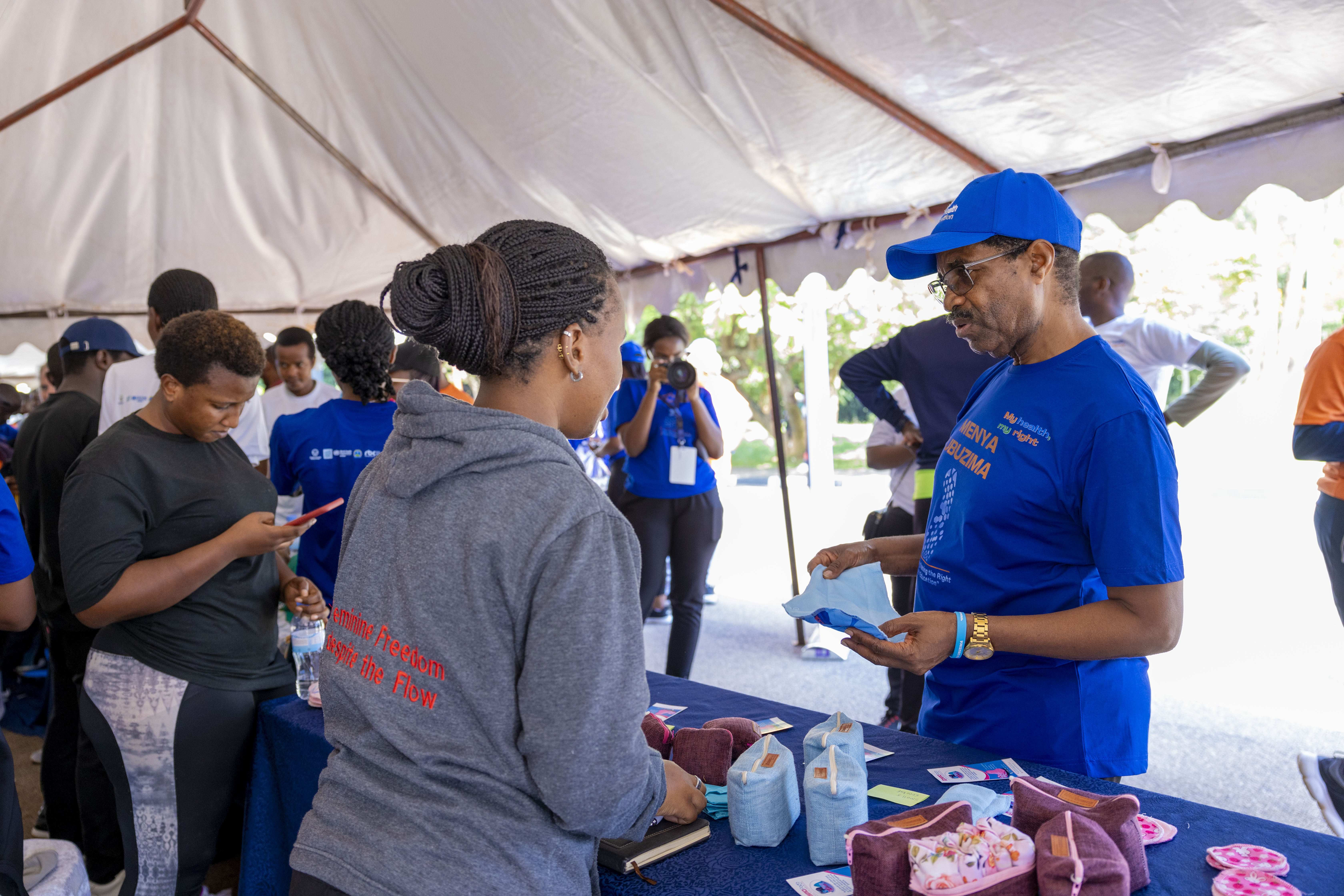 WHO Representative at one of the health booths