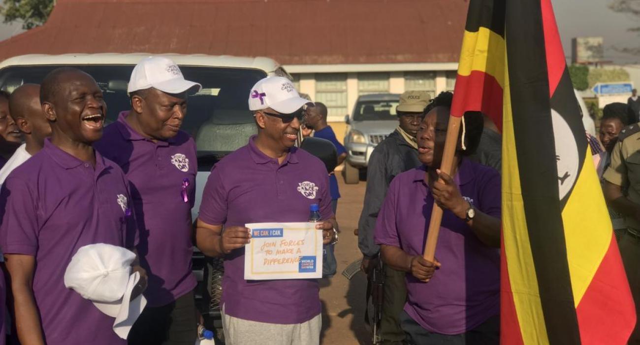 Speaker of Parliament flags off the cancer day walk as WHO Representative looks on 