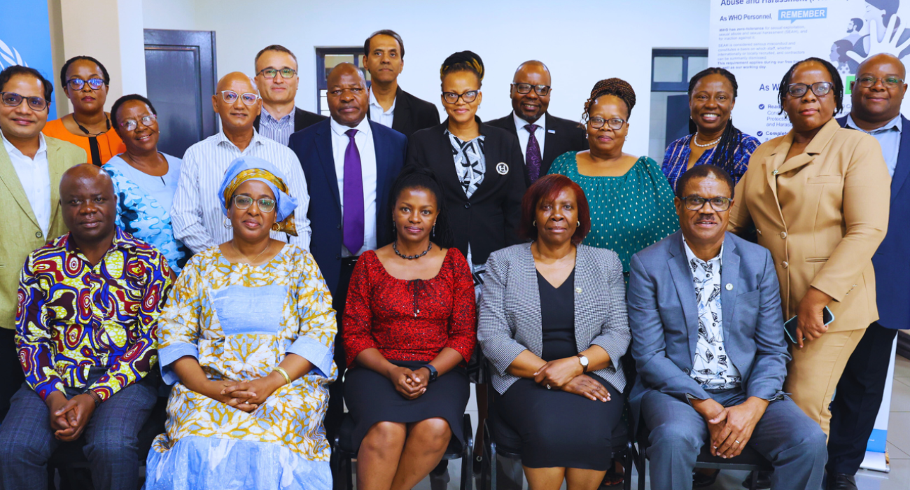 Group photo of WHO representatives, MCAT officers, and programme focal persons from the four countries Botswana, Eswatini, Lesotho and South Africa