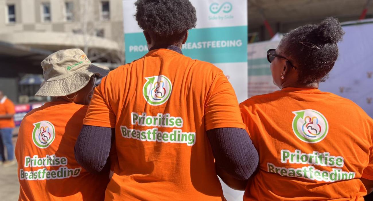 Staff of WHO and National Department of Health during campaign for Breastfeeding.