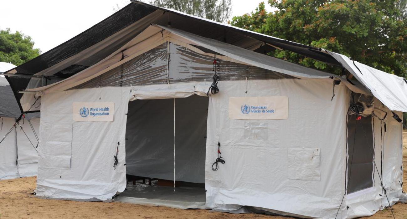 Healthcare tent provided by WHO