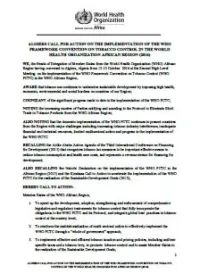 Algiers Call for Action on the Implementation of the WHO Framework Convention on Tobacco Control in the World Health Organization African Region (2016)