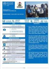 Nigerian Crisis WHO Situation Report | Issue #11, 24 - 30 October 2016