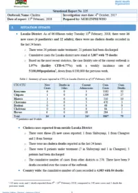 Zambia Cholera Outbreak Situation Report - 13 February 2018