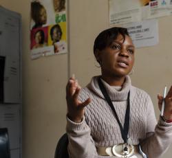 Nurse Faith Zikhali tells Tadiwa about the services offered and confirms that Tadiwa wants an HIV self-test.