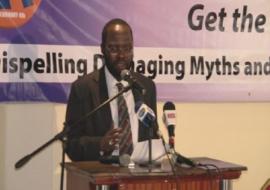 Hon. Prof. Peter Anyang Nyong’o, Minister for Medical Services, addressing the audience at the WCD event