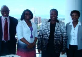 L-R: Dr Haruna Jibril, Director of Department of Public Health; WR Dr Zawaira, Hon. Makgato and Ms Naledi Mlaudzi, Acting Deputy Permanent Secretary for Preventive Services ..