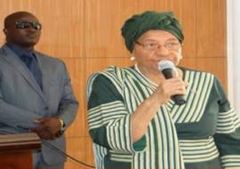 The President of Liberia H. E. Ellen Johnson Sirleaf making remarks to the National Task Force on Ebola