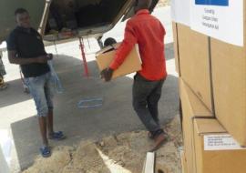 Essential medicines and supplies allocated to Jonglei being loaded onto a cargo plane