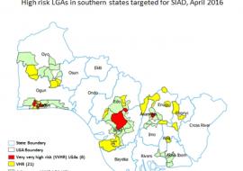 High risk LGAs in southern states targeted for SIAD, April 2016