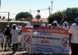 The campaign banner which led the march preceding the commemoration in Mufakose