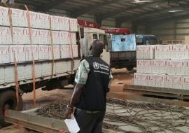 WHO receives 500 000 doses of Oral Cholera Vaccine for a planned campaign in South Sudan. WHO South Sudan/L. Luwaga. 