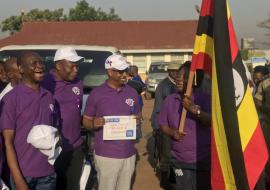 Speaker of Parliament flags off the cancer day walk as WHO Representative looks on 