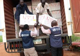 Vaccines received from the Global Task Force on Cholera Control (GTFCC)  being loaded