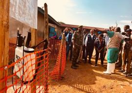 WHO Director-General Dr Tedros Adhanom and WHO Regional Director Dr Matshidiso Moeti visiting Ebola treatment centre in Mangina 