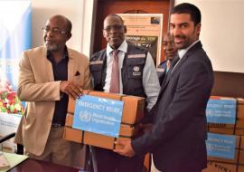 WHO donates  emergency kits to support victims of Cyclone Kenneth. 