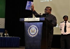 The President of Sierra Leone, H.E Julius Maada Bio launching the NAPHS