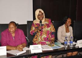 Dr. Zainab Chaula, Permanent Secretary for Health delivering remarks during the NCD multistakeholder meeting