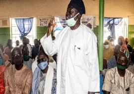 Mallam Musa Ward of Angwan Rogo_Rimi Community leaning support on Testing and HBC at the Town Hall Meeting.